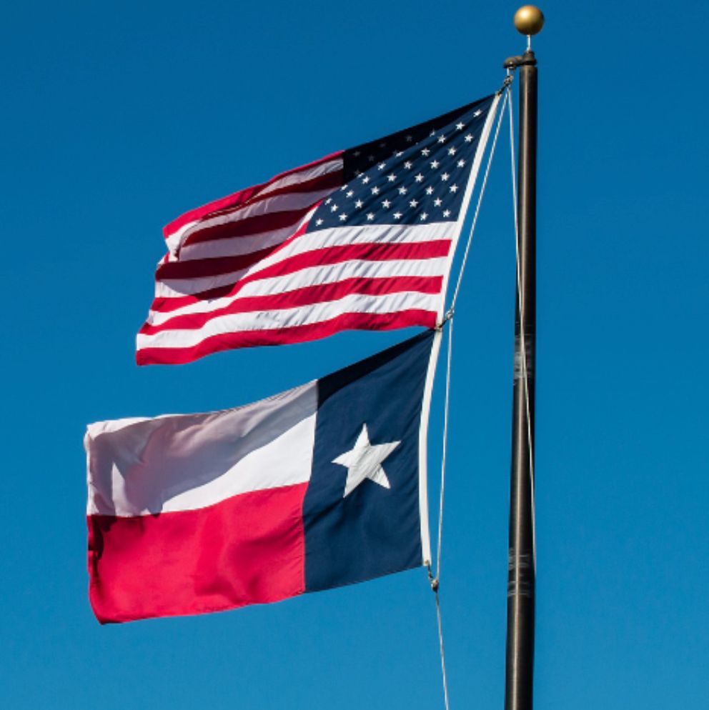 american flag and texas flag