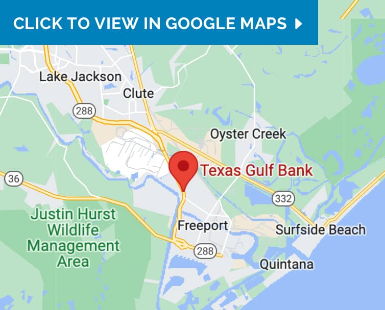 Texas Gulf Bank Freeport Map